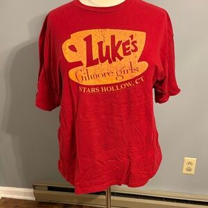 Tultex Red Short Sleeve 'Luke's Gilmore Girls' Graphic Tee with Yellow Print